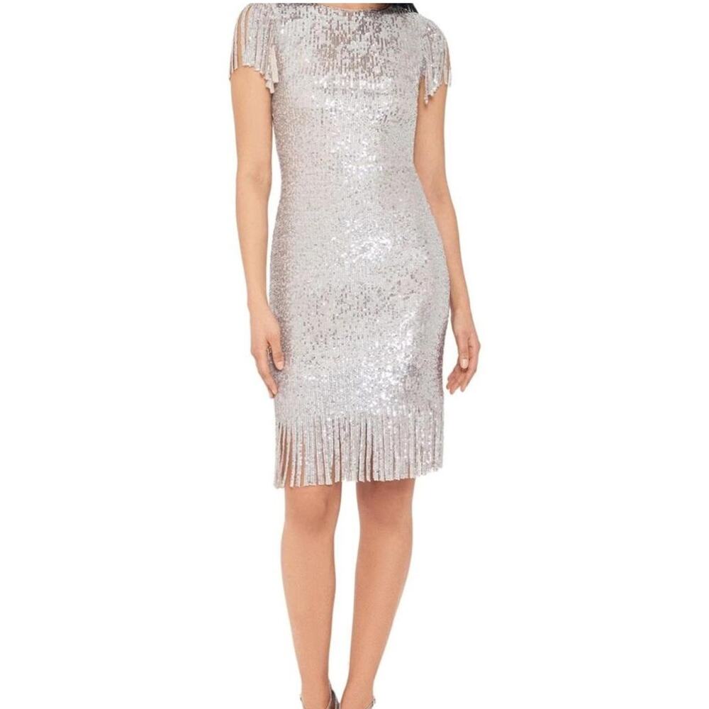 Xscape silver sequin mini dress